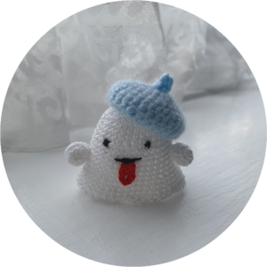 鉤針貝蕾帽鬼crochet ghost with beret hat